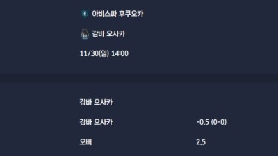2025-11-30 [J1 League] 아비스파 후쿠오카 VS 감바 오사카 분석