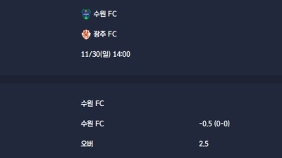 2025-11-30 [K League Classic] 수원 FC VS 광주 FC 분석