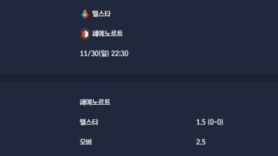 2025-11-30 [Eredivisie] 텔스타 VS 페예노르트 분석