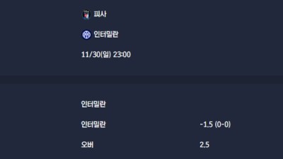 2025-11-30 [Serie A] 피사 VS 인터밀란 분석