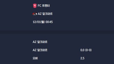 2025-12-01 [Eredivisie] FC 트벤터 VS AZ 알크마르 분석