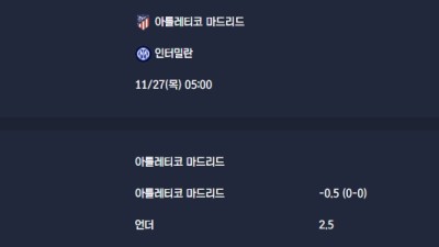 2025-11-27 [UEFA Champions League] 아틀레티코 마드리드 VS 인터밀란 분석