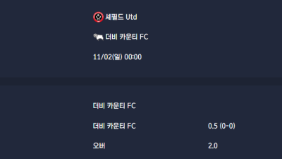 2025-11-02 [The Championship] 셰필드 Utd VS 더비 카운티 FC 분석