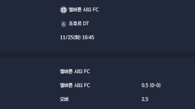 2025-11-25 [AFC Champions League Elite] 멜버른 시티 FC VS 조호르 DT 분석