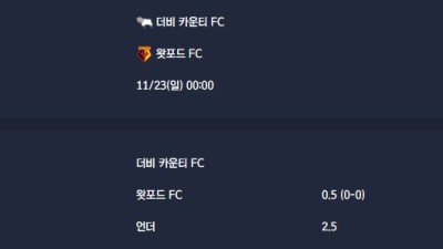 2025-11-23 [The Championship] 더비 카운티 FC VS 왓포드 FC 분석