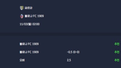 2025-11-03 [Serie A] 파르마 VS 볼로냐 FC 1909 분석