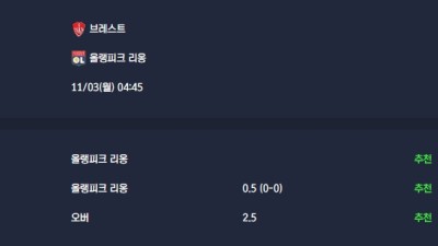2025-11-03 [Ligue 1] 브레스트 VS 올랭피크 리옹 분석