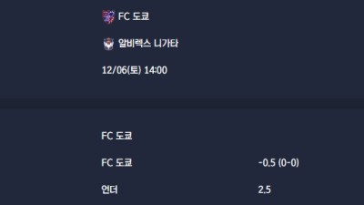 2025-12-06 [J1 League] FC 도쿄 VS 알비렉스 니가타 분석