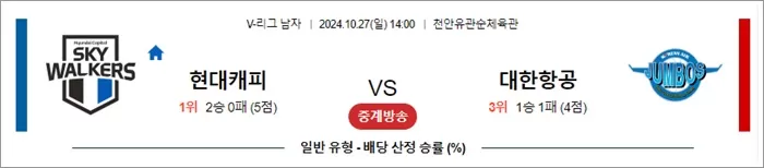 10월 27일 KOVO남 현대캐피 대한항공