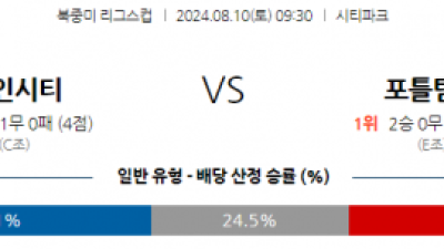 8월10일 북중미 리그스컵 세인트루이스 포틀랜드 해외축구분석 스포츠분석