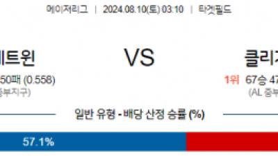 8월10일 03:10 MLB 미네소타 클리블랜드 해외야구분석 스포츠분석