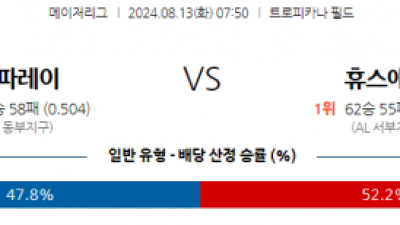 8월13일 07:50 MLB 탬파베이 휴스턴 해외야구분석 스포츠분석