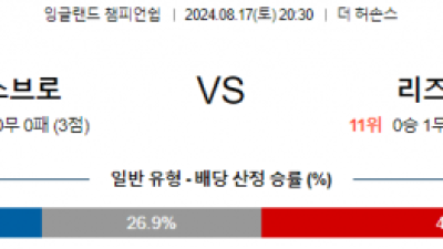 8월17일 EFL 웨스트브롬 리즈 해외축구분석 스포츠분석