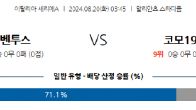 8월20일 세리에 A 유벤투스 코모 1907 해외축구분석 스포츠분석