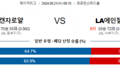 8월21일 09:10 캔자스시티 LA에인절스 MLB프로야구분석 해외스포츠