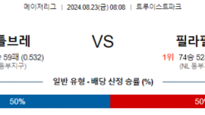 8월23일 08:08 MLB 애틀랜타 필라델피아 해외야구분석 스포츠분석