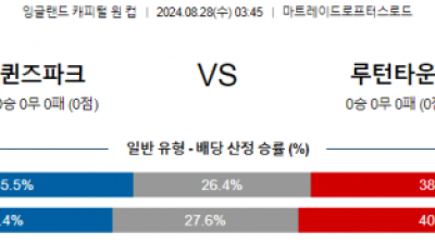 8월28일 잉글랜드케피탈원컵 QPR 루턴타운 해외축구분석 스포츠분석