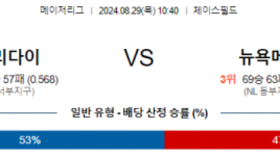 8월29일 10:40 MLB 애리조나 뉴욕메츠 해외야구분석 스포츠분석