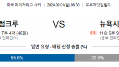 9월1일 메이저리그사커 콜럼버스 뉴욕시티 해외축구분석 스포츠분석