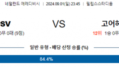 9월1일 에레디비시 아인트호벤 고어헤드이글스 해외축구분석 무료중계 스포츠분석