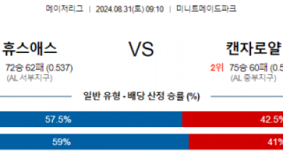 8월31일 09:10 MLB 휴스턴 캔자스시티 해외야구분석 스포츠분석