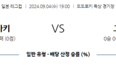 9월4일 일본 YBC 르방컵 가와사키 프론탈레 반포레 고후 아시아축구분석 스포츠분석