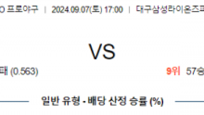 9월 7일 17:00 KBO 삼성 NC 한일야구분석 스포츠분석