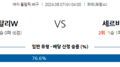 8월7일 2024 올림픽 이탈리아(W) 세르비아(W) 국제배구분석 스포츠분석