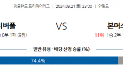 9월21일 EPL 리버풀 FC 본머스 해외축구분석 스포츠분석