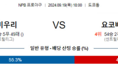 9월 19일 18:00 NPB 요미우리 요코하마 한일야구분석 스포츠분석