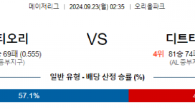 9월23일 02:35 MLB 볼티모어 디트로이트 해외야구분석 스포츠분석