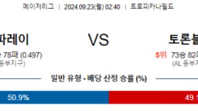 9월23일 02:40 MLB 탬파베이 토론토 해외야구분석 스포츠분석