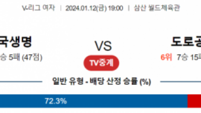 1월 12일 19:00 V-리그 여자 흥국생명 vs 도로공사 국내배구분석