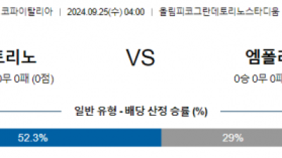 9월25일 라리가 토리노 엠폴리 해외축구분석 스포츠분석