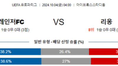 10월4일 UEFA 유로파리그 레인저스/리옹 해외축구분석 스포츠분석