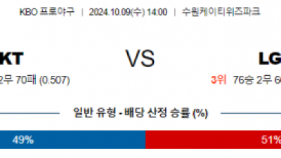 10월 9일 14:00 KBO KT LG 한일야구분석 스포츠분석