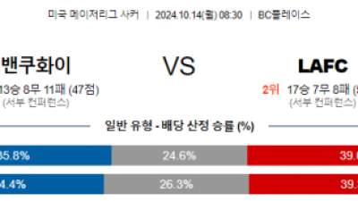 10월14일 메이저리그사커 밴쿠버 로스앤젤레스 해외축구분석 스포츠분석