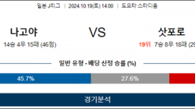 10월19일 J리그 나고야 삿포로 아시아축구분석 스포츠분석