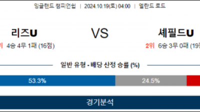 10월19일 EFL 리즈 셰필드 해외축구분석 스포츠분석