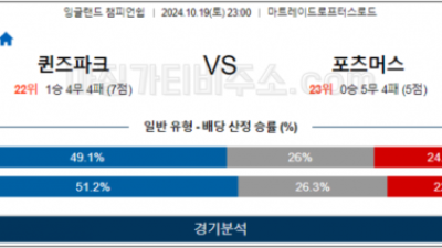 10월19일 EFL 퀸즈파크 포츠머스 해외축구분석 스포츠분석