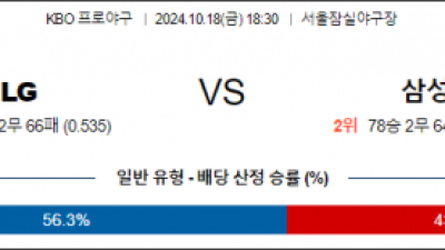 10월 18일 18:30 KBO LG 삼성 한일야구분석 스포츠분석