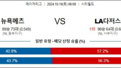 10월 19일 06:08 MLB 뉴욕메츠 LA다저스 해외야구분석 스포츠분석