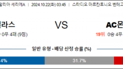 10월22일 세리에 A 베로나 몬차 해외축구분석 스포츠분석