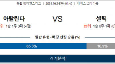 10월24일 챔피언스 아탈란타 셀틱 해외축구분석 스포츠분석