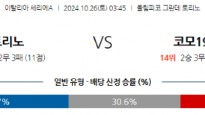 10월26일 세리에 A 토리노 FC 코모 1907 해외축구분석 스포츠분석