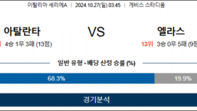 10월27일 세리에A 아탈란타 엘라스 해외축구분석 스포츠분석