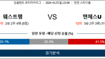 10월27일 EPL 웨스트햄 맨유 해외축구분석 스포츠분석