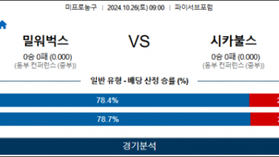 10월 26일 NBA 밀워키 시카고 미국프로농구분석 스포츠분석