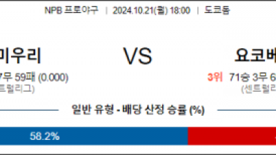 10월 21일 18:00 NPB 요미우리 요코하마 한일야구분석 스포츠분석