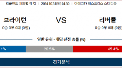 10월31일 캐피털원컵 브라이튼 리버풀 해외축구분석 스포츠분석